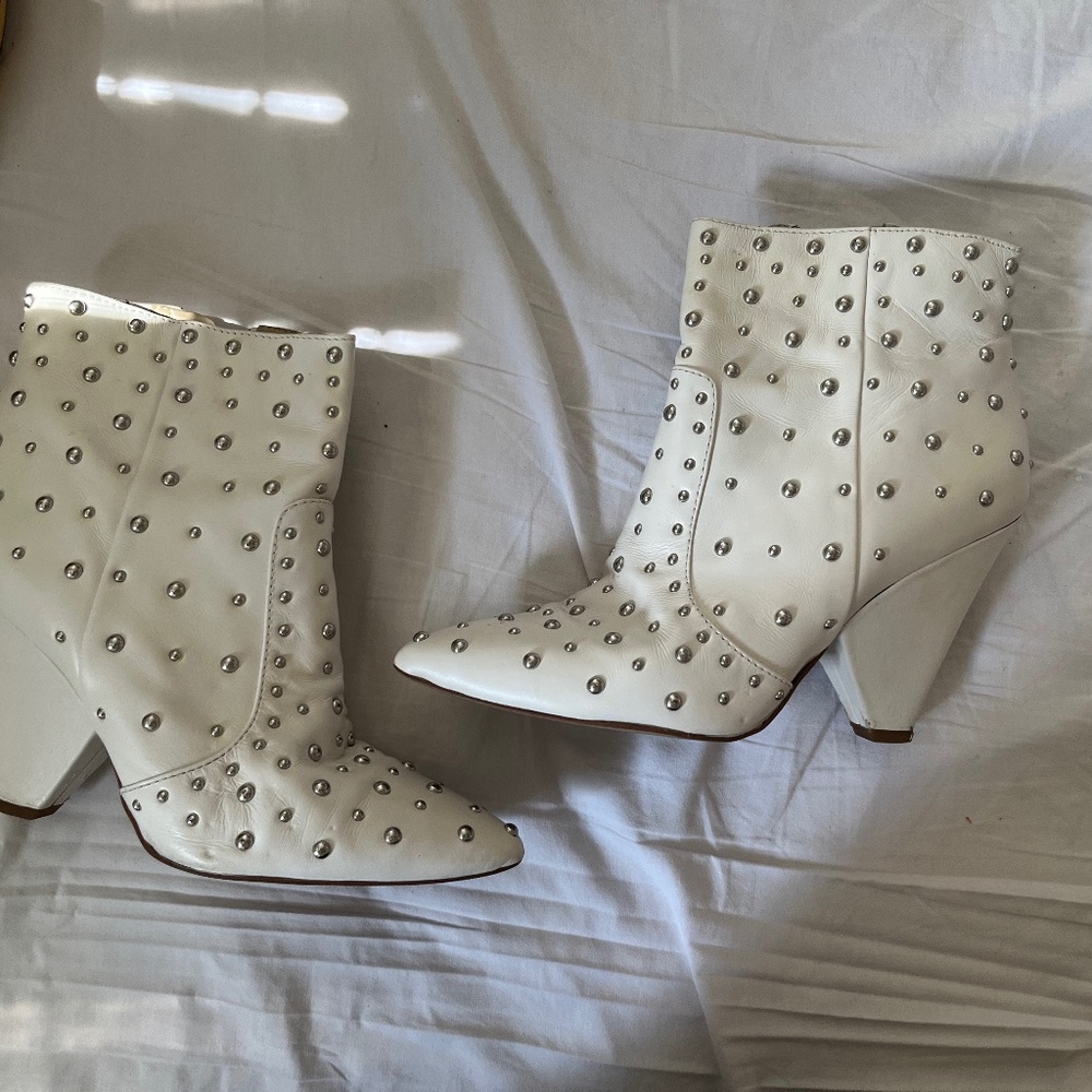 Sam Edelman white rhinestone boots